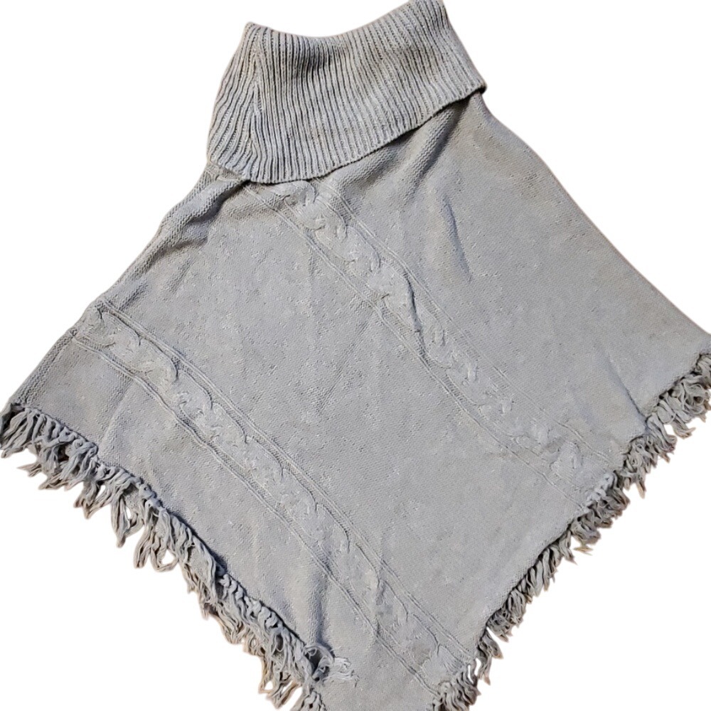 Cherokee Girls‎ Grey Knit Turtleneck Sweater Cape Size 4-5